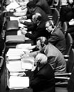 19 September 1950 Fifth Session of United Nations General Assembly, Flushing Meadows, New York: USSR Delegation, including Mr. Andrei Y. Vyshinsky (foreground), Minister for Foreign Affairs and Head of the USSR Delegation, and Ambassador Yakov A. Malik, Permanent Representative to the UN.