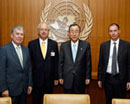 14 June 2007 - United Nations Headquarters, New York: Secretary-General Ban Ki-moon (third from left) meeting with Mr. Rüdiger Wolfrum (second from left), President of the International Tribunal for the Law of the Sea and Mr. Joseph Akl, Vice-President of the Tribunal; at right is Mr. Philippe Gautier, Registrar.