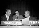 11 November 1958, Thirteenth Session of the General Assembly, Sixth Committee on Diplomatic intercourse and immunities, United Nations Headquarters, New York (from left to right): Dr. Milan Bulajic (Yugoslavia); Dr. Ernesto Luis Enrique de la Guardia (Argentina); and Mr. T. Chamandi (Yemen). 