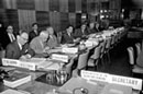 11 May 1964, Sixteenth session of the International Law Commission, Palais des Nations, Geneva, Switzerland (from left to right): partial view of the opening meeting.