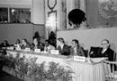 10 April 1969, Second session of the Conference on the the Law of Treaties, First session of the Committee of the Whole, Hofburg Palace, Vienna, Austria (from left to right): Mr. Josef Smejkal (Czechoslovakia), Vice-Chairman; Mr. G.A. Stavropoulos, United Nations Legal Counsel and Representative of the Secretary-General; Mr. Taslim Olawale Elias (Nigeria), Chairman; Mr. G. W. Wattles, Secretary; Mr. Eduardo Jimenez de Arechago (Uruguay), Rapporteur; and Sir Humphrey Waldock, Expert Consultant.