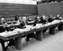 6 May 1974, Twenty-sixth Session of the International Law Commission at which the Commission principally considered the succession of States in respect of treaties, Palais des Nations, Geneva: partial view of the Commission in session.