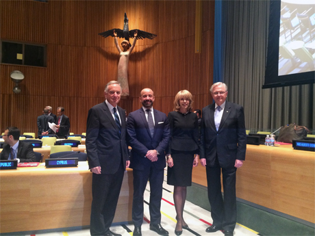 Nicolas Michel, Patricia O'Brien, Miguel de Serpa Soares and Hans Corell in the Trusteeship Council Chamber 