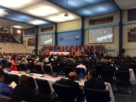 Secretary-General BAN Ki-moon addresses the opening plenary of the 2014 UN SIDS Conference