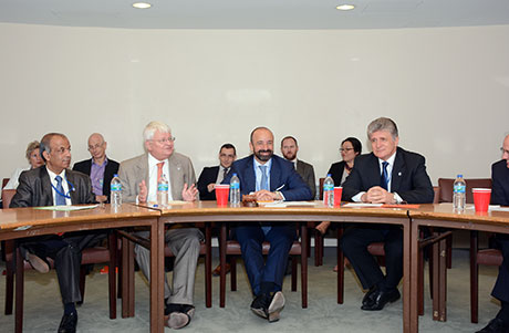 The Legal Counsel, Mr. Serpa Soares, the Under-Secretary-General for Peacekeeping Operations, Mr. Ladsous, the Under-Secretary-General for Field Support, Mr. Khare, and the Assistant Secretary-General for Political Affairs, Mr. Jenca, at the opening session of the 2015 Field Legal Officers meeting.