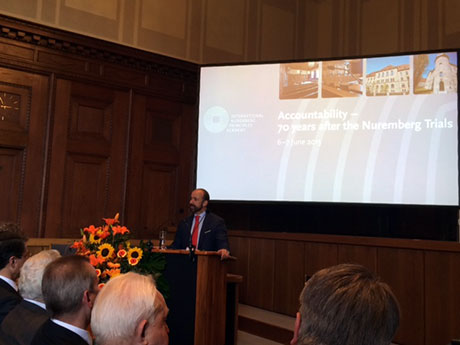 The Legal Counsel, Mr. Serpa Soares, addresses the formal opening ceremony of the International Nuremberg Principles Academy