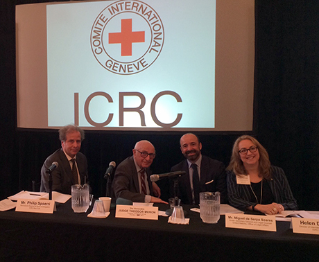 From left to right: Mr. Philip Spoerri, Permanent Observer of the ICRC to the UN; Judge Theodor Meron, President of the MICT; Mr. Miguel de Serpa Soares, United Nations Legal Counsel; Helen Durham, Director for international law and policy, ICRC Geneva.