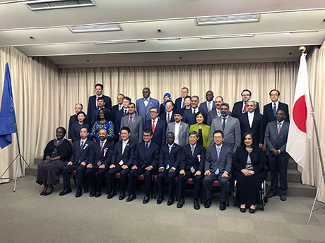 The family photo of the 57th session of AALCO showing the United Nations Legal Counsel, Mr. Serpa Soares