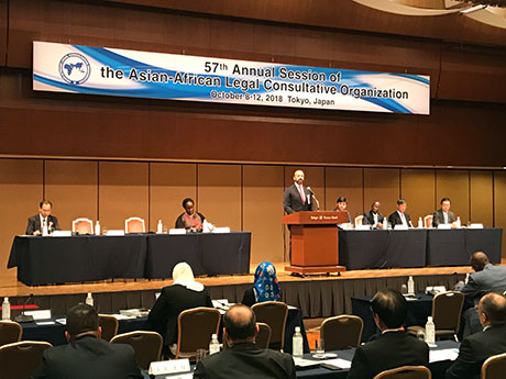 The United Nations Legal Counsel, Mr. Serpa Soares, addresses the 57th annual session of AALCO at its inaugural meeting