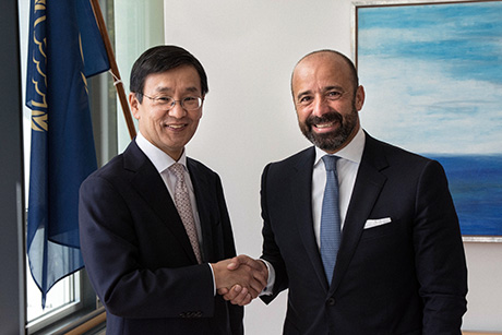 The Legal Counsel with  President Paik at the International Tribunal for the Law of the Sea. 